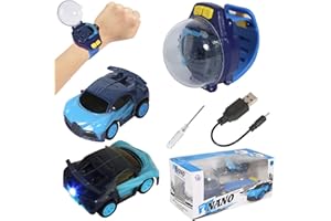 SJYIH 2022 New 30 Meters Remote Control Distance Glow Mini Remote Control Car Watch Toys, Tiktok Watch Car Toys, 2.4 GHz Racing Car Watch with USB Charging Cartoon RC Small Car
