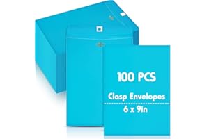 Geyee 100 Pcs 6 x 9 inch Clasp Envelopes Manilla Envelopes Gummed Mailing Envelopes Clasp Closure for Storing or Mailing Colored Envelopes for Home Office Business School(Blue), GEYEE-ENVELOPES-792