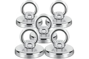 FPMYB 5 Piezas Imanes de Pesca D42mm Imanes Neodimio Potentes 70Kg Fuerza de Tracción,Imanes Potentes para la Industria y la Ciencia, Pesca Magnética, Salvamento de Río