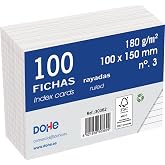 Dohe - Ruled Cardstock Sheets (100 pcs.) - Cards for Writing Notes, Size A6 (15 x 10 cm), 180 g/m&sup2;, No. 3, Office Supplies -