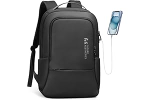 HEROIC KNIGHT Sac à Dos Homme Sac a Dos pour Ordinateur Portable PC 15,6 pouces avec USB Sac à Dos Élégant Antivol Sacs à Dos Décontractés pour Affaire Université Travail Voyage-Noir