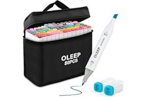 OLEEP 80 Colores Art Markers Rotulador permanente de graffiti con doble punta, para dibujar bocetos de arte, pintar, colorear y subrayar