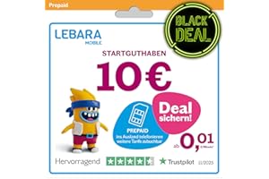 Lebara Prepaid SIM-Karte mit 10€ Startguthaben ohne Vertrag | ab 1 Cent pro Min. ins Ausland telefonieren | Jetzt mit 5G surfen