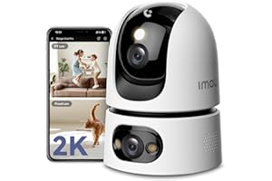 Imou 2K+2K Dual Kameras Überwachung Innen mit Mensch/Tier, 2.4/5GHz WLAN 360° PTZ Überwachungskamera Innen, Farbnachtsicht, Smart Tracking, 2-Wege-Audio, Sirene,Modus Privat,Ideal für Baby/Haustier
