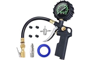 AstroAI Inflador de neumáticos, medidor de inflado de neumáticos, rango de medición de 0 – 12 bares, 170 psi, medidor de presión de neumáticos con gran dial para coches, camiones, caravanas