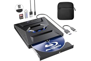 BPAKDU External Blu Ray Drive with Case,Portable Bluray Player Writer Reader,CD Burner with USB 3.0 typc C Port& SD Card,DVD & CD-ROM +/-RW,External Blu-Ray Drives for PC Laptop Desktop Windows Mac Linux