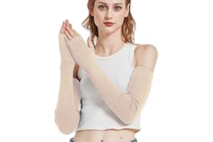 Novawo Wool Blend Warm Arm Warmers Long Fingerless Gloves for Women