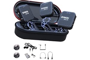 SYNCO G1 A2 Pro Wireless Lavalier Mikrofon 2,4 G Clip On Ansteckmikrofon System Transmitter Receiver Kit mit Ladehülle für DSLR Kamera Smartphone