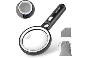 ‎GABORISH GABORISH Lupe mit Licht, 10X 20X 45X Handlupe mit Licht, Magnifying Glass mit 30 LED und 1 UV, Vergrößerungsglas zum Lesen, Inspektion, Münzen, Schmuck, Erkundung, Leselupe für Senioren Groß