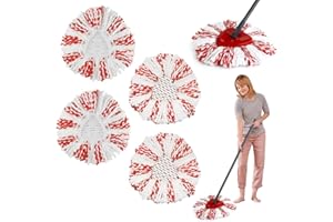 RHHGHY 4 sztuki mopa do mopa Vileda Turbo EasyWring&Clean, zestaw mopów podłogowych, 3 w 1, do mopa Vileda Turbo, mop z mikrofibry, czerwono-biały, do mopa Vileda, do twardych podłóg, wrażliwych