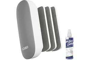 loukin Effaceur magnétique remplaçable pour tableau blanc avec 3 patins en feutre remplaçables, effaceurs 4 en 1 pour tableau blanc (gris), comprend un nettoyant pour tableau blanc de 96,4 g