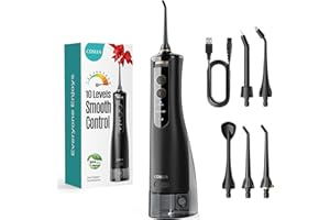 ‎COSLUS COSLUS Munddusche Kabellos Testsieger 2026: 10 Stufen Stufenlose Elektrische Regelung Steuerung IPX7 Wasserdicht Tragbar Wiederaufladbar für Oral Health Enthusiasten Tägliche Pflege und Reisen Schwarz
