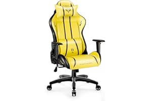Diablo X-One 2.0 Fotel Gamingowy Krzesło Biurowe Dla Gracza Obrotowy Regulowane Podłokietniki Ekoskóra Ergonomiczny Design Funkcja Bujania Poduszka Pod Kark i Lędźwie (Electric Yellow, Normal)