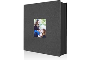 Lanpn Album Photo 10x15 400 Pochette, Lin Tissu Album pour Vertical Photos (Noir)