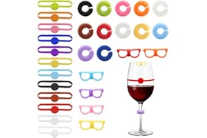 MAIXINNEW 30 Stück Glas Markierung Trinkgläser Silikon, Lustige Glasmarkierer Mehrfarbig, Weinglas Markierer Barzubehör für Party, Camping, Hochzeit