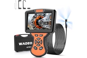 ‎WADEO WADEO Kamera inspekcyjna endoskopowa z potrójnym obiektywem, duży ekran IPS 1920P HD, wodoodporna kamera endoskopowa IP67 ze światłem, piksel 200 W, kabel 10 m, typ C, dołączona karta TF 32 GB