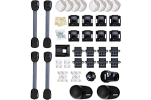 BABYGO® Premium Baby Proofing Kit for Home & Kitchen | Magnetic Child Safety Cupboard Locks | Straps for Fridge Freezer Bin | Oven Guard | Corner Protectors | Door Stoppers | Children Proof Set Black