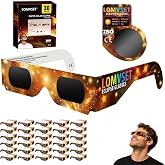 Lomvset Pack of 15/30 Eclipse Solar Glasses ISO 12312-2 CE - 2026 Certified Safe Solar Eclipse Glasses UV and Infrared Protec