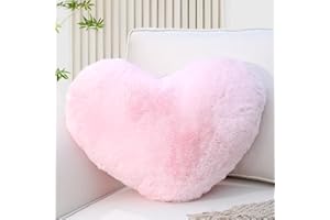 Yhoelata Cojin Corazon Rosa Claro, Cojin de Peluche en Forma de Corazon, Cojines De Sofa De Felpa, Cojines De Cama, Decoracion De Dormitorio Infantil, 26 x 36 cm