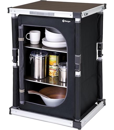 Armadietto Da Campeggio Pieghevole Brunner Mercury - Grigio Con Ripiani In Bambù 60x49x100 Cm - Foto 10