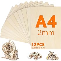 ASelected 10 Fogli Compensato Betulla – 400x300x2 Mm – A3 – Per Taglio Laser, Modellismo, Pittura E Incisione - 4