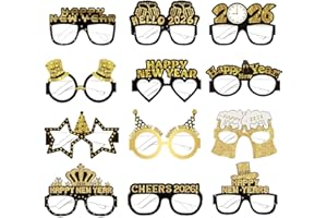 LMSHOWOWO 12PCS Happy New Year Eyeglasses, Novelty New Year Party Glasses, Fancy 2026 Paper Glasses, Funny Photo Booth Props, for Costume New Years Eve Party Decorations