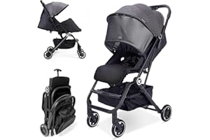 Wheelive Leichter Kinderwagen, Kinderbuggy mit Liegefunktion ab Geburt bis 22 kg (3 Jahre), Zusammenklappen mit einer Hand, UV Schutz 50+, Schlafrollo - Kinderwagen für Flugreisen und mehr