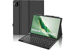 WAVATA Funda Teclado para Honor Magic Pad 2 Tablet, Español Ñ Teclado para Honor Magic Pad 2 Tablet 12.3'', Magnético Desmontable Inalámbrico Bluetooth, Negro