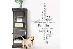 Wandaro Aufkleber Spruch Willkommen Zuhause Familie I schwarz (BxH) 58 x 105 cm I Flur Wandsticker Diele Wandtattoo Wohnzimmer selbstklebend Wandaufkleber W3483