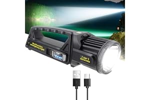 LETOUR 1450000 Lumens Rechargeable Torch Powerful Torches Spotlight with 350° Rotate Head Super Bright LED Seachlight Flashlight Torch 9 Modes, IPX6 Waterproof Solar Troch for Emergencies