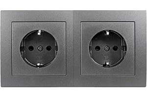 MC POWER McPower - Flair – Juego de enchufes | Beginner 2S Profi | 3 piezas, enchufe doble con conexión de pinza gris oscuro, antracita, mate