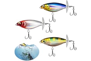 SoeUyd 3 Stück Top Water Angelköder, Whopper Angelköder für Süßwasser oder Salzwasser, schwimmende Köder für Bass Wels, Angeln Wobble Oberfläche Bass Köder Teasers Angeln Geschenke für Männer