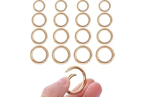 Yolev 16PCS Trigger Metal Spring O Rings Round Carabiner Clip Snap Trigger Spring Keyrings Buckle for Bag Purse Handbag Strap Craft Jewelry Making (Gold)