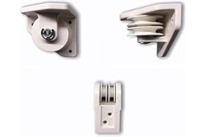 Teletoldo Kit de Poleas para Pérgola Corredera Color Blanco | 3 Poleas (2 Centrales + 1 Lateral) | Nylon Silencioso + Pasador Metálico | para Cuerda Ø5-6 mm | hasta 7x7 m