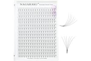 NAGARAKU Extension Ciglia Volume Ciglia Finte a Fentaglio Facile Risparmia Tempo Naturale Nero Premade Fans Eyelash Extension Ciglia Professionali 16 Righe(6D 007 C 14mm)