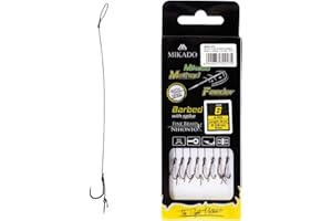 Mikado Carp 6x Method Feeder Hook Rig 10 cm, Silver, Needle Tip, Carbon Steel, UV-Resistant, for Fishes, Hooks, Fish Hooks