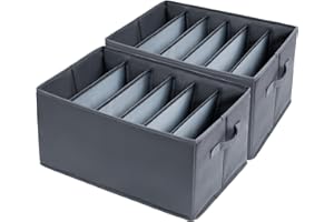 Niviy 2 Stück Schrank Organizer kleiderschrank 6 Fächer Abstand 7CM Schubladen Ordnungsboxen Faltbar PP-Hartplatte Stabiler Boden Mit Griff Aufbewahrungsbox Für Kleidung,Hosen,Pullover 43X30X25CM