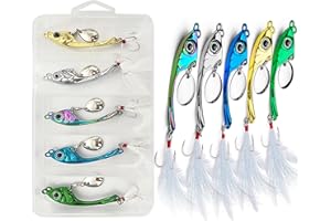 Yixinly 5 Pcs Leurre Peche mer Leurres Jig Spinner de 15 g dans Une Boîte à Appâts Leurre Peche Carnassier pour Perche, Brochet, Sandre, Chevesne, Cadeaux de Pêche pour Hommes, Leurres de Pêche