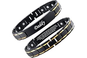 XUANPAI Mens Bracelets Dad Bracelet from Daughter - Daddy Gifts Grandad Bracelets Fathers Day Dad Gift from Son Personalised Bracelet for Men Engraved Love Quote Men's Jewellery for Father