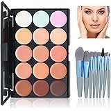 WishesMar Palette Correttori 15 Colori Concealer Crema Camouflage Make Up Palette con 8 Pezzi Pennello da Trucco Adatto per U