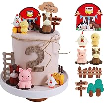 Topper per torta con animali della fattoria, fondente, cavallo, maiale, pecora e mucca, decorazioni commestibili per torte per feste di compleanno per bambini e neonati - Italia