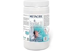 Metacril Brom Net 20, Pastillas de bromo de disolución Lenta, 20 g, para Piscinas y spas - 1 KG