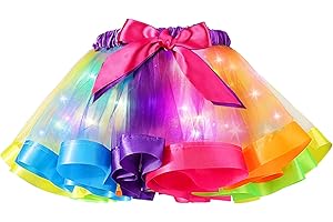 Hifot Dziewczęca spódnica tutu LED, świecąca spódnica tiulowa dla dzieci, spódnica baletowa, cekiny LED, sukienka tutu dla małych dziewczynek, spódniczka do tańca, sukienka imprezowa, wielokolorowa,