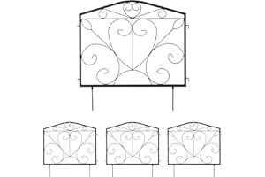 Relaxdays Valla Jardín, 4 Piezas 60 x 60 cm, Bordura Césped Metal, Cerramiento Huerto Decorativo, Paneles Hierro, Negro