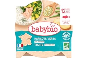 Babybio – Assiette Haricots Verts de Vendée Truite de Bretagne 230g – 12+ Mois
