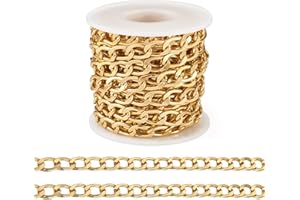 FASHEWELRY - Rotolo di catena a maglia barbazzale in alluminio, 13 x 8 mm, per creazione di gioielli dorati, catena cubana intrecciata, per fai da te e da donna, uomo, collana (CHA-TA0001-10-BY-EU)