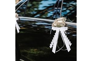 MPLEHDA 50pcs Lazo Blanco,Lazo de Boda Blanco,Lazo de Regalo de Coche,Lazo de Regalo de cumpleaños,Lazo de satén,decoración de Coche,Boda, decoración de Mesa,Embalaje de Regalo