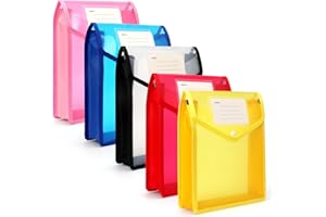 ‎FYY FYY Dokumententasche A5,5 Stück Dokumentenmappe A5 Sammelmappen mit Druckknopf Kunststoff Umschlag Mappe Wasserdicht Sichttasche Dokumenten mit Karte für Reise Büro Dokument Schule (A5, 5 Vertikale)