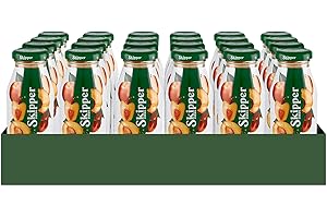 Zuegg Skipper Bar Succo di Frutta Gusto Pesca Senza Zuccheri Aggiunti, Linea Bar in Bottiglietta di Vetro - Bevanda a Base di Purea di Pesca, 100% Ingredienti di Origine Naturale (200ml X 24 Pezzi)