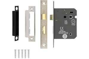 Decoranddecor Bathroom Mortice Lock - 3inch / 76mm - Satin Nickel - Fire Rated - UKCA & CE Approved